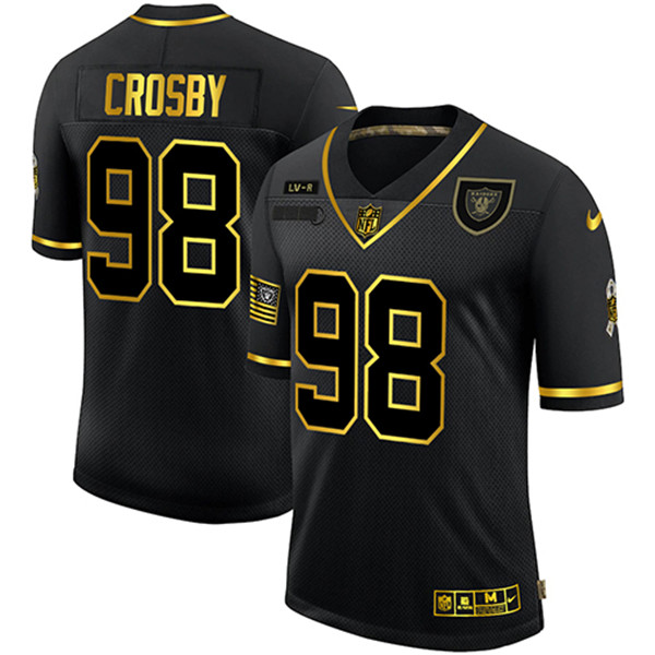 Men's Las Vegas Raiders #98 Maxx Crosby 2020 Black/Gold Salute To Service Limited Stitched NFL Jersey